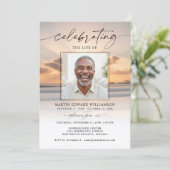 Celebration of Life Beach Sunset Photo Invitation (Debout devant)