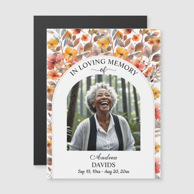 Celebration Of Life Floral Magnetic Keepsake (Voorkant / Achterkant)