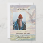 Celebration of Life Invite Angel Sky Clouds Kaart (Voorkant)