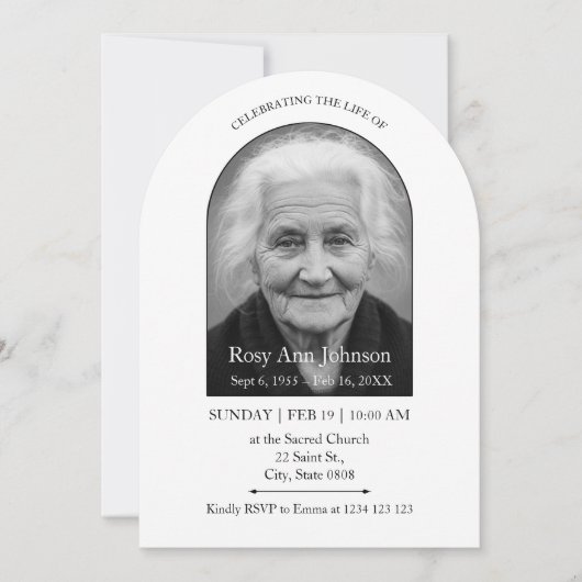 Celebration of Life Memorial Funeral Invitation (Devant)