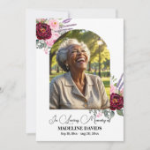 Celebration Of Life Peonies Photo Funeral Kaart (Voorkant)