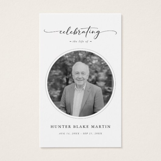 Celebration of Life Photo Funeral Prayer Card Visitekaartje (Voorkant)