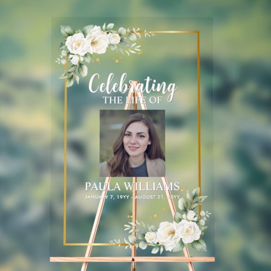 Celebration of Life Photo Funeral Welcome  Acryl Bord (Neutraal)