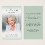 Celebration of Life Photo Sympathy Prayer Card Visitekaartje (Voorkant /achterkant)