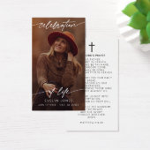 Celebration of Life Script Funeral Photo Prayer Visitekaartje (Bureau)