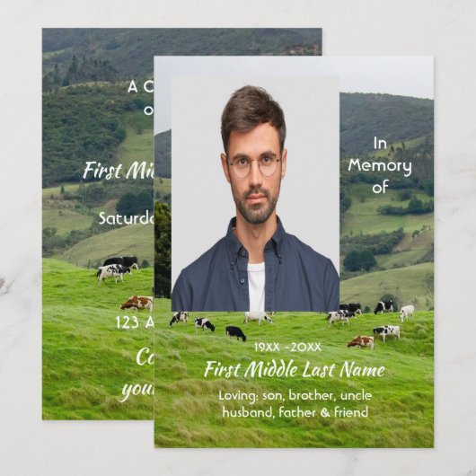 Celebration of Life Service Cattle Farm Landscape Kaart (Voorkant / Achterkant)