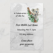 Celebration of Life Service Cute Koala Bear Kids Kaart (Achterkant)