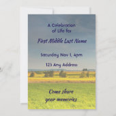 Celebration of Life Service  Farm Crop Prairie Save The Date (Achterkant)