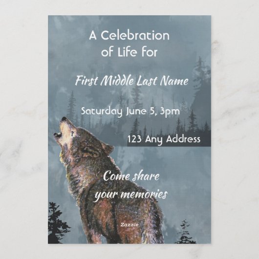 Celebration of Life Service Howling Wolf Art Kaart (Achterkant)