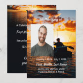 Celebration of Life Service Invite Kayaking Sport Kaart (Voorkant / Achterkant)