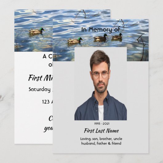 Celebration of Life Service, Lake Ducks Birds Kaart (Voorkant / Achterkant)