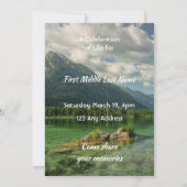 Celebration of Life Service Mountain Lake Scenery Kaart (Achterkant)