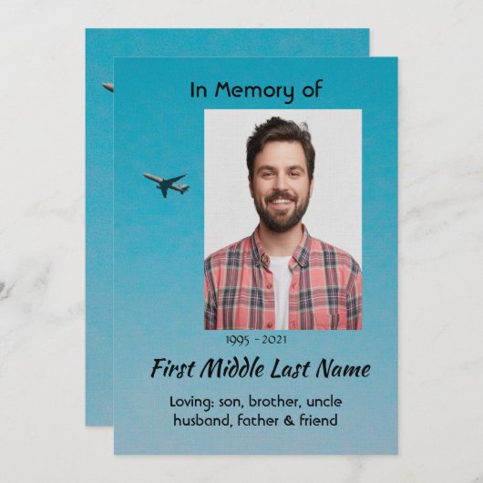 Celebration of Life Service Pilot Airplane Flying Kaart (Voorkant / Achterkant)