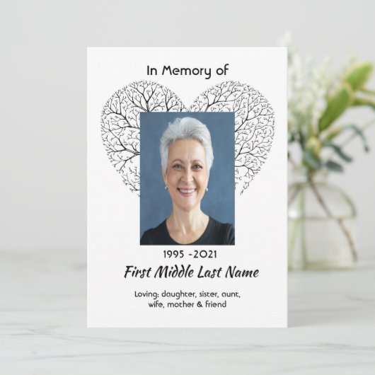 Celebration of Life Service Tree Life Heart Love Kaart (Staand voorkant)