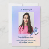 Celebration of Life Service Watercolor Bluejay Kaart (Voorkant)