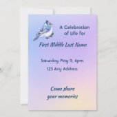 Celebration of Life Service Watercolor Bluejay Kaart (Achterkant)