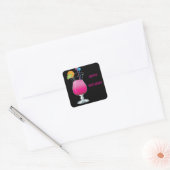 Celebration Pink Cocktail Happy Birthday Vierkante Sticker (Envelop)