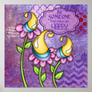 Celebration Positive Thought Doodle Flower Poster