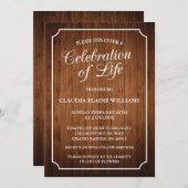 CÉLÉBRATION RUSTIQUE DE LA VIE INVITATION FUNÉRALE (Devant / Derrière)