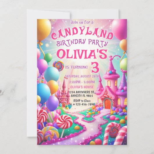 Célébration sucrée modifiable Invitation d'anniver (Devant)