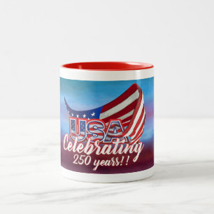 célébration USA 250 étoiles et bandes mug