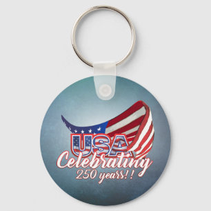 Célébration USA 250 étoiles et bandes porte-clés