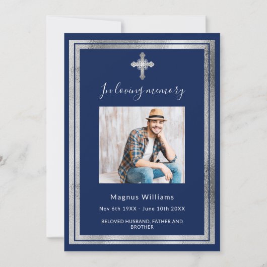 Célébration vie funéraire bleu argent programme ph (Devant)