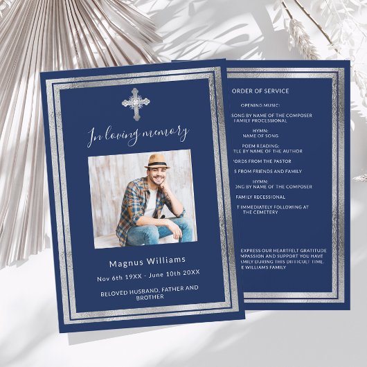 Célébration vie funéraire bleu argent programme ph