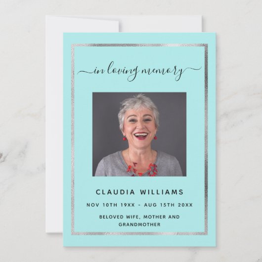 Célébration vie funéraire programme photo bleu pâl (Devant)