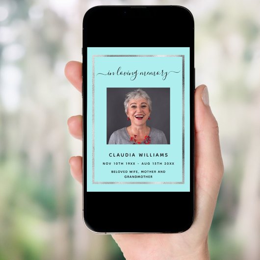 Célébration vie funéraire programme photo bleu pâl