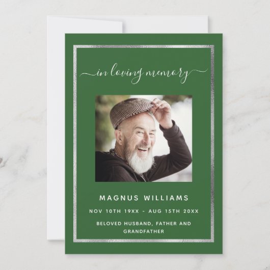 Célébration vie funéraire programme photo verte (Devant)