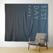 Celebratory Blue Typographic Gradient Wandkleed (In Situ (horizontaal))