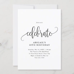 Celebreer moderne zwarte/witte kalligrafie kaart