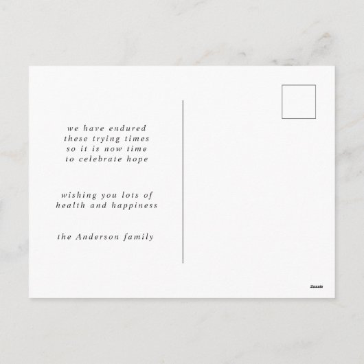 célébrer l'espoir or script vacances carte postale (Dos)