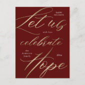 célébrer l'espoir or script vacances carte postale (Devant)