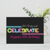 CÉLÉBRER Neon Lights Rave Club Invitation (Debout devant)