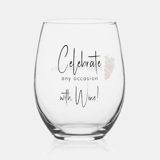 Célébrez Avec Du Vin Verre Stemless Vin (Recto)