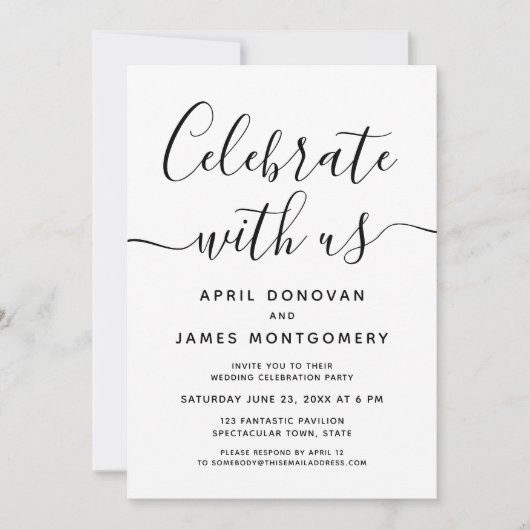 Célébrez avec nous Faire-part de mariage de typogr (Devant)