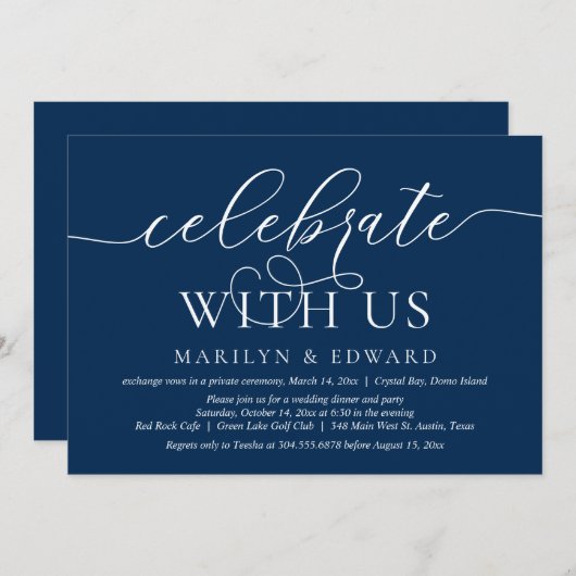 Célébrez avec nous, Faire-part de mariage en fuite (Devant / Derrière)