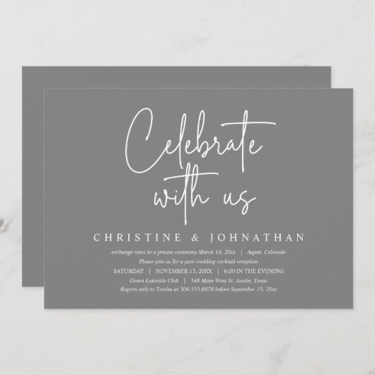 Célébrez avec nous, Faire-part de mariage en fuite (Devant / Derrière)