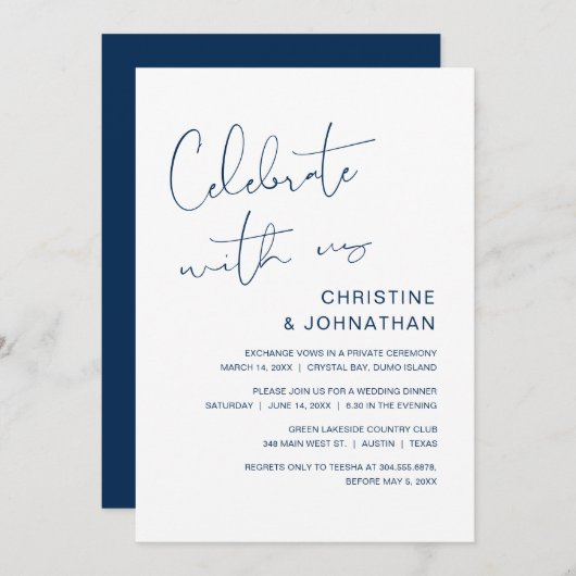 Célébrez avec nous, invitation moderne pour mariag (Devant / Derrière)