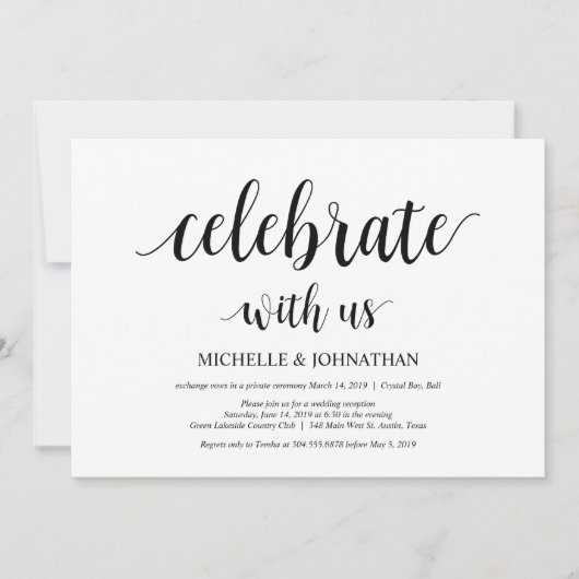 Célébrez avec nous, invitations pour un mariage en (Devant)