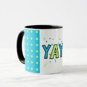 Célébrez I Yay I Grateful - Dots Blue Green Mug (Devant gauche)