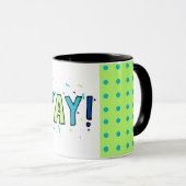 Célébrez I Yay I Grateful - Dots Blue Green Mug (Devant droit)