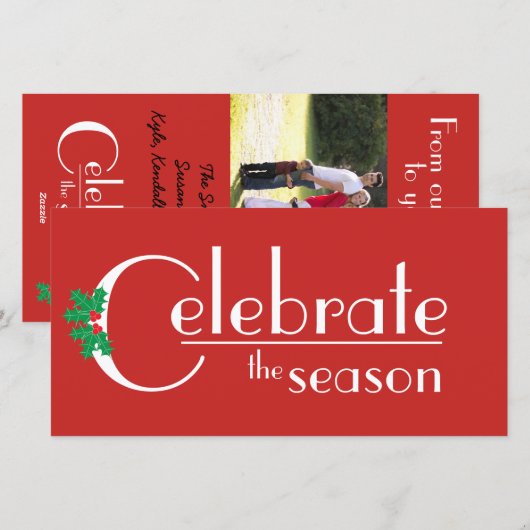 Célébrez la saison blanche sur carte à plat rouge (Devant / Derrière)