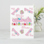 Célébrez Pink Bonne Invitation Anniversaire (Debout devant)