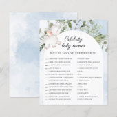 Celebrity Baby Names Boy Blue Baby shower Game (Voorkant / Achterkant)