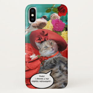 CELEBRITY CAT PRINCESS TATUS, RED PET MET PIGEON iPhone X HOESJE