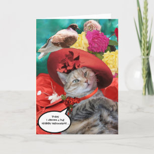 CELEBRITY CAT PRINCESS TATUS, RED PET MET PIGEON KAART