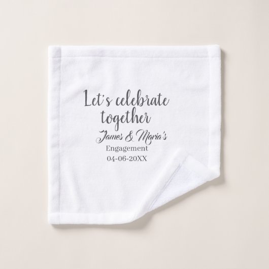 Célébrons ensemble la fête de fiançailles nom date (Gant de toilette)